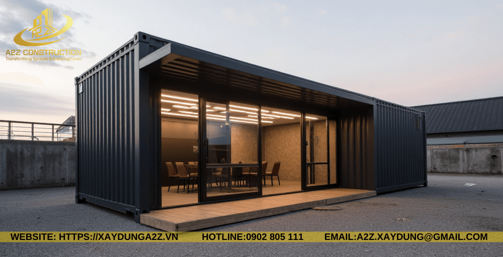 Nhà container lắp ghép 1 tầng 30m2 AZC01 giá rẻ 2024
