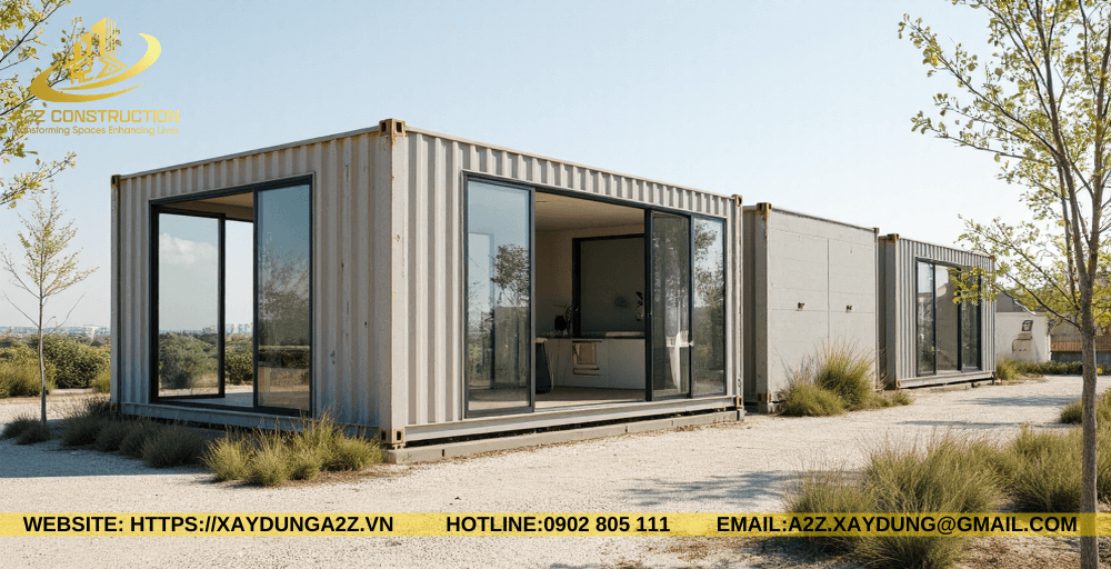 Nhà container lắp ghép 1 tầng 30m2 AZC01 giá rẻ 2024