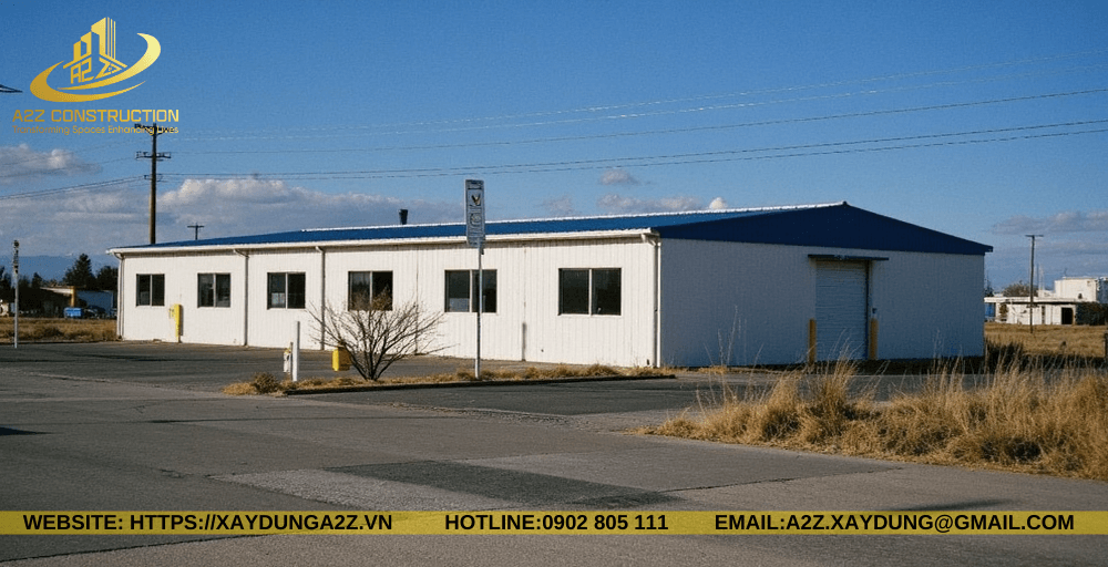 Nhà container lắp ghép 1 tầng 80m2 AZC04 siêu to làm kho xưởng