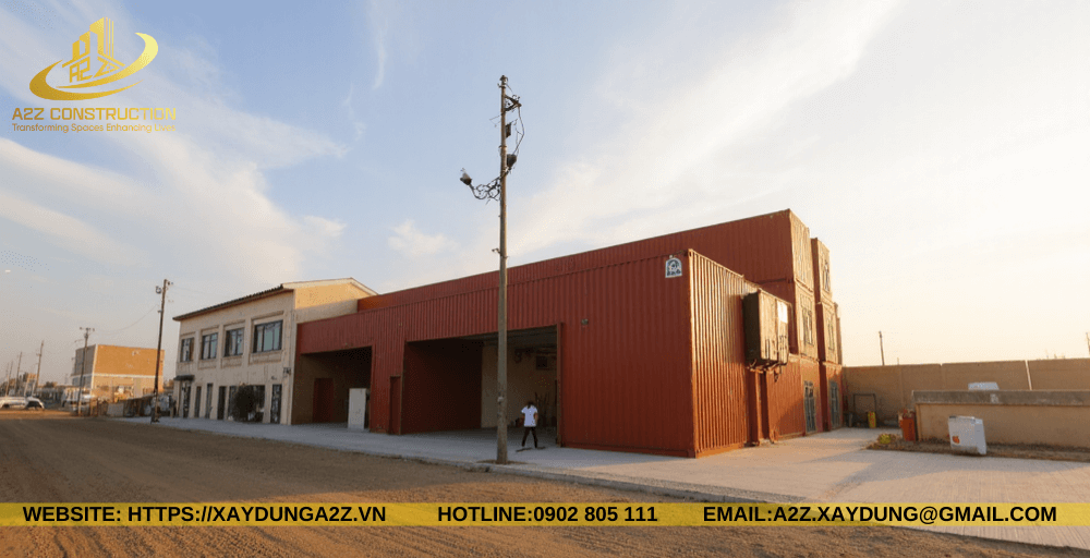 Nhà container lắp ghép 1 tầng 80m2 AZC04 siêu to làm kho xưởng
