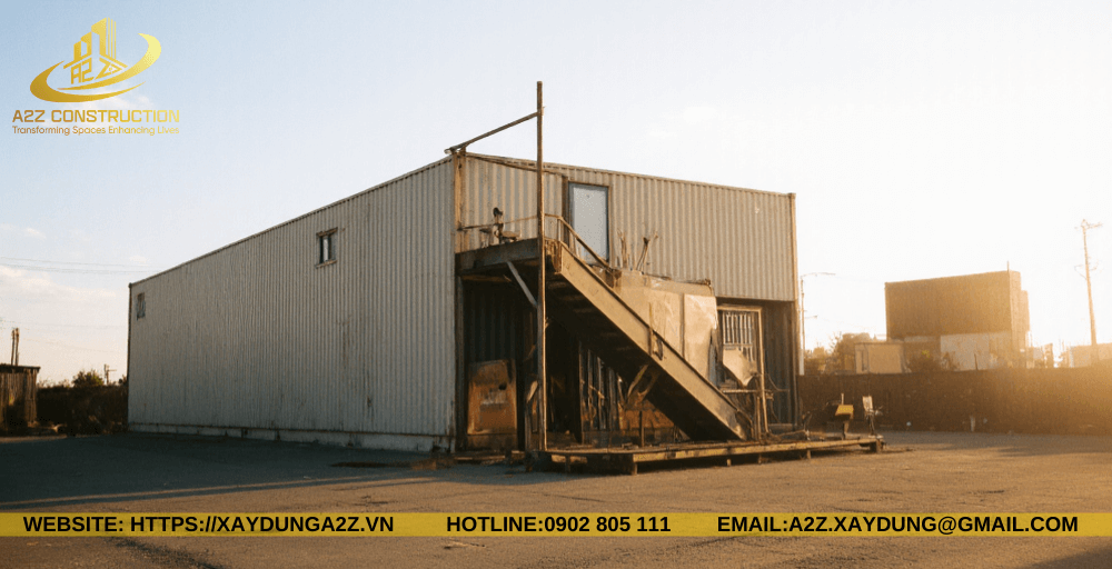 Nhà container lắp ghép 1 tầng 80m2 AZC04 siêu to làm kho xưởng