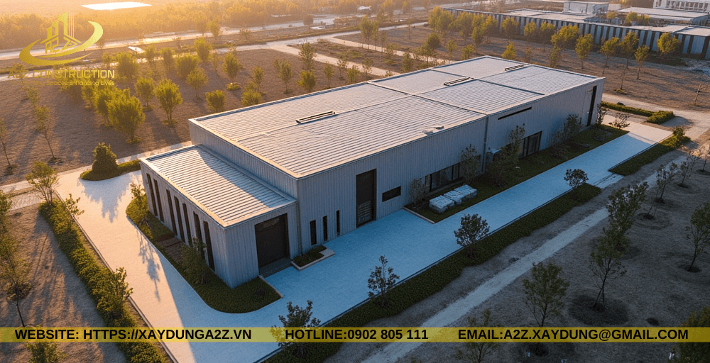 Nhà container lắp ghép 1 tầng 80m2 AZC04 siêu to làm kho xưởng