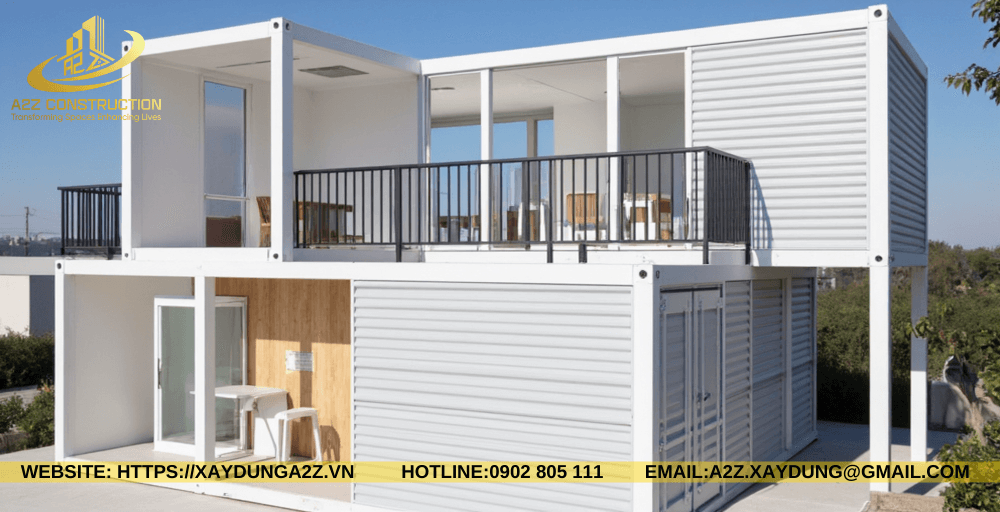 Nhà container lắp ghép 2 tầng 55m2 AZC06 hiện đại làm homestay