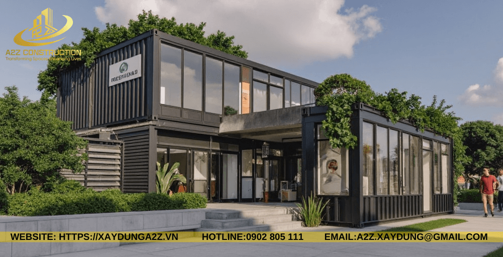 Nhà container lắp ghép 2 tầng 55m2 AZC06 hiện đại làm homestay