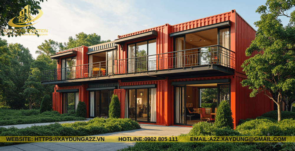 Nhà container lắp ghép 2 tầng 55m2 AZC06 hiện đại làm homestay