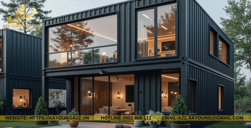 Nhà container lắp ghép 2 tầng 72m2 AZC09 làm văn phòng