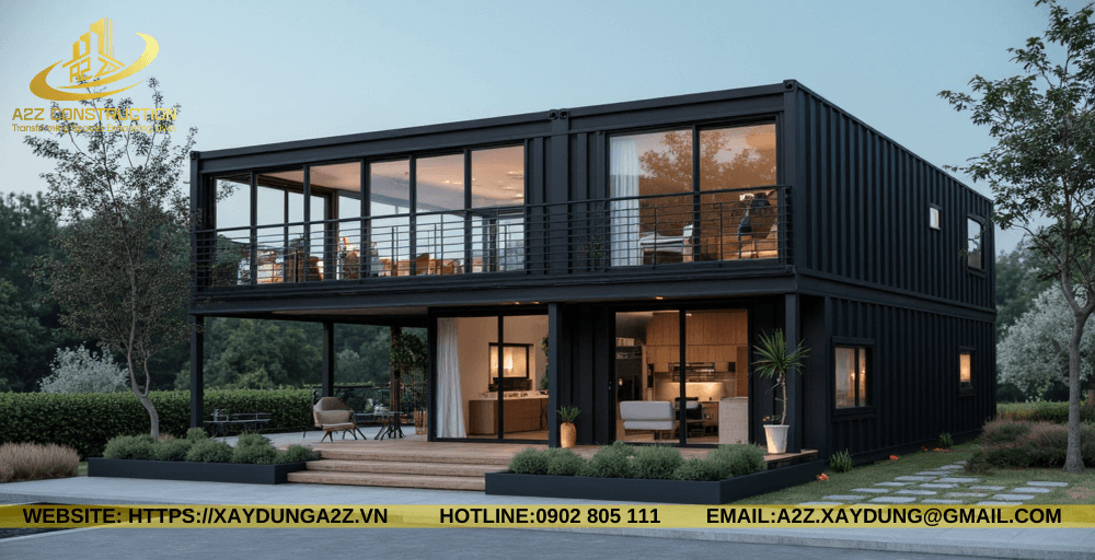 Nhà container lắp ghép 2 tầng 72m2 AZC09 làm văn phòng