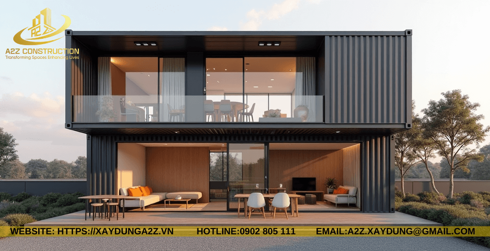 Nhà container lắp ghép 2 tầng 72m2 AZC09 làm văn phòng