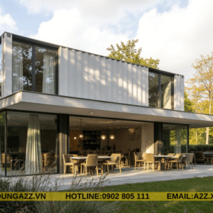 Nhà container lắp ghép 2 tầng 85m2 AZC10 làm quán cà phê