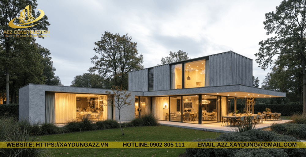 Nhà container lắp ghép 2 tầng 85m2 AZC10 làm quán cà phê