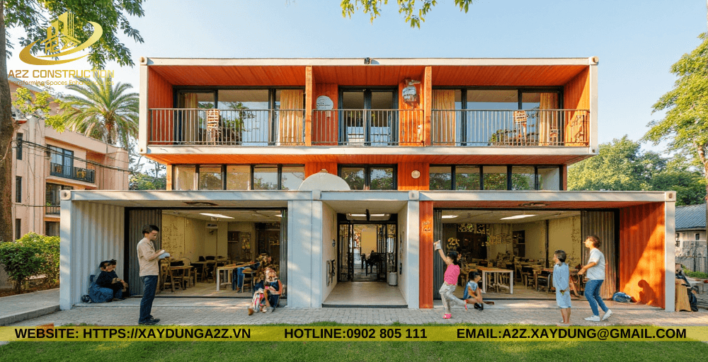 Nhà container lắp ghép 3 tầng 120m2 AZC12 làm trung tâm dạy học