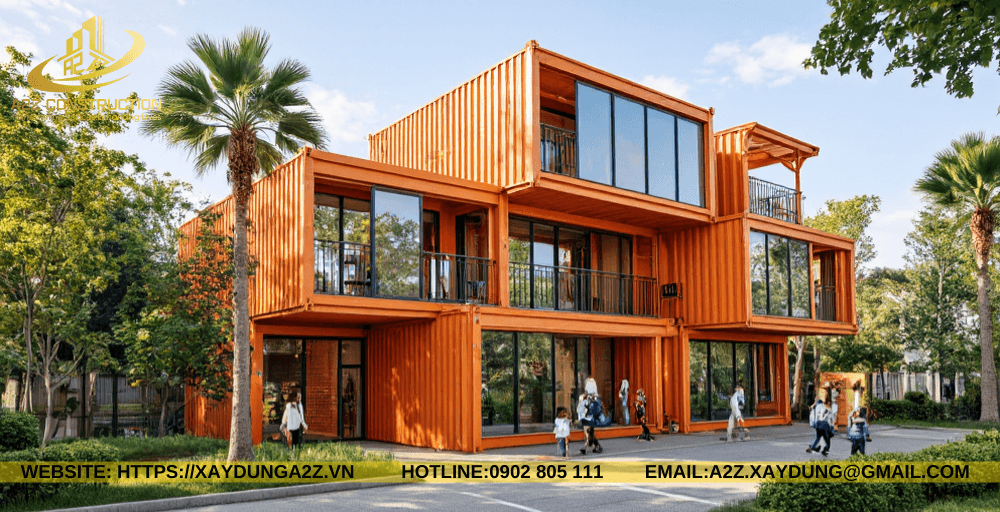 Nhà container lắp ghép 3 tầng 120m2 AZC12 làm trung tâm dạy học