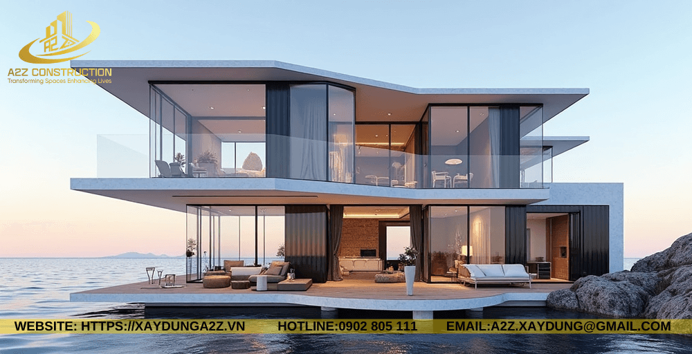 Nhà container lắp ghép 3 tầng 90m2 AZC11 làm khách sạn