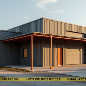 Nhà lắp ghép panel 1 tầng 83m2 khung thép làm nhà kho AZPN06
