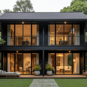 Mẫu nhà lắp ghép homestay vintage 2 tầng 55m2 AZH09