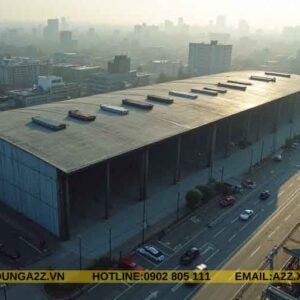 Các loại nhà lắp ghép khung sắt 1 tầng 50m2 làm garage xe ô tô AZT08