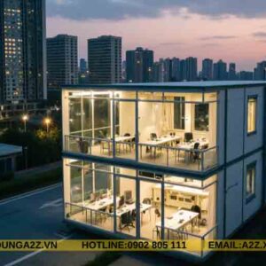 Yếu tố ảnh hưởng đến chi phí xây dựng của nhà lắp ghép khung thép 2 tầng 87m2 chắn chắn làm văn phòng AZT05