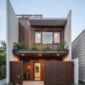 Mẫu Nhà Phố 2 Tầng Thô Mộc phong cách Brutalist AZNP36