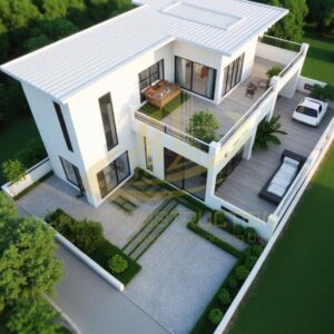 Nhà phố 2 tầng chữ L hiện đại AZNP38