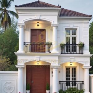 Nhà phố 2 tầng chữ L phong cách tân cổ điển AZNP39